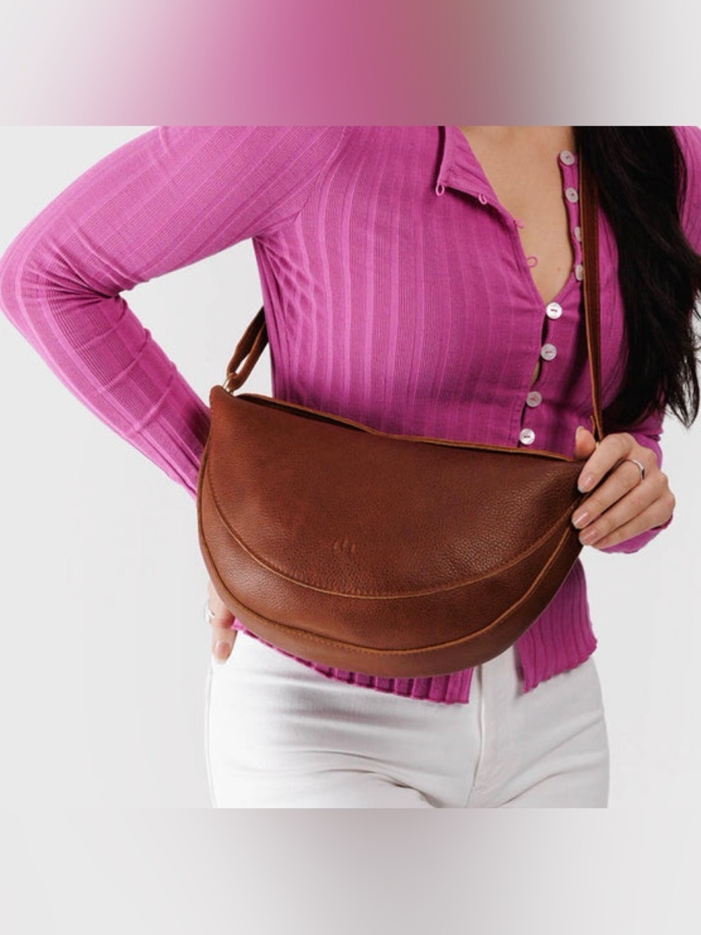 Portland Leather Brand New in Box Large Nutmeg Koala Sling Bag - Picture 3 of 16